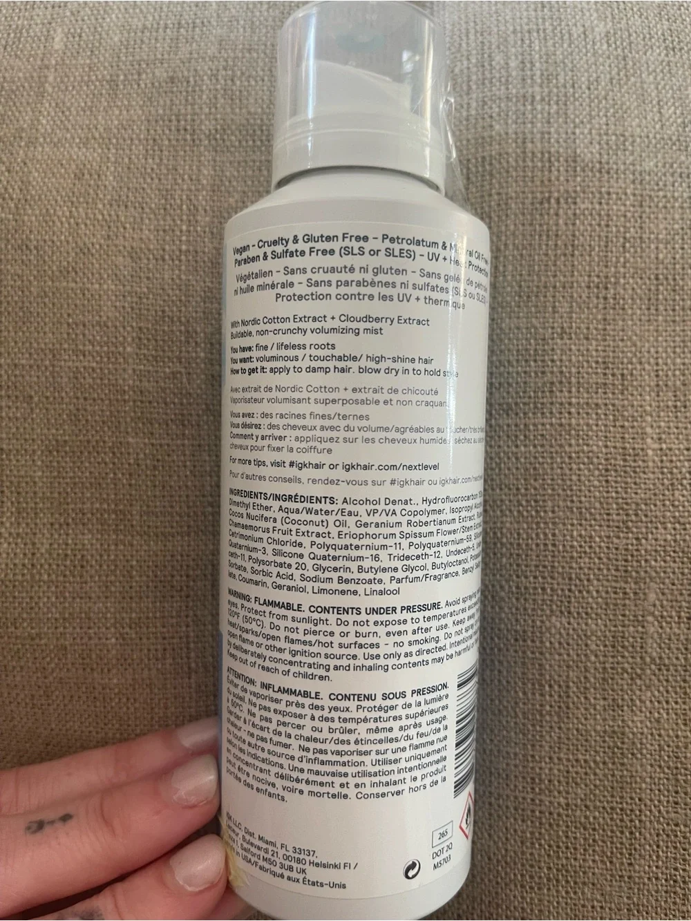 IGK Next Level Nordic Cotton Heat-Activated Volume Spray